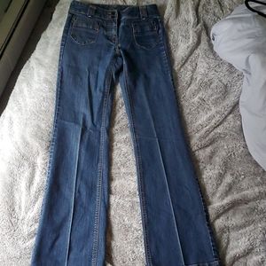 Flare styled long leg jeans, mid-rise